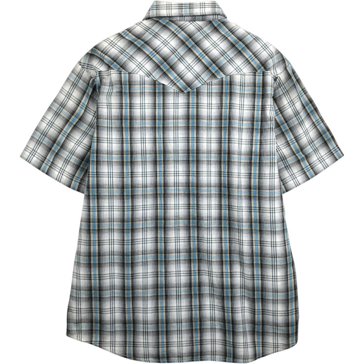 Wrangler Check Pattern Short-Sleeve Western Shirt, Men's Size L (approx.) unclear white type Vintage Second Hand