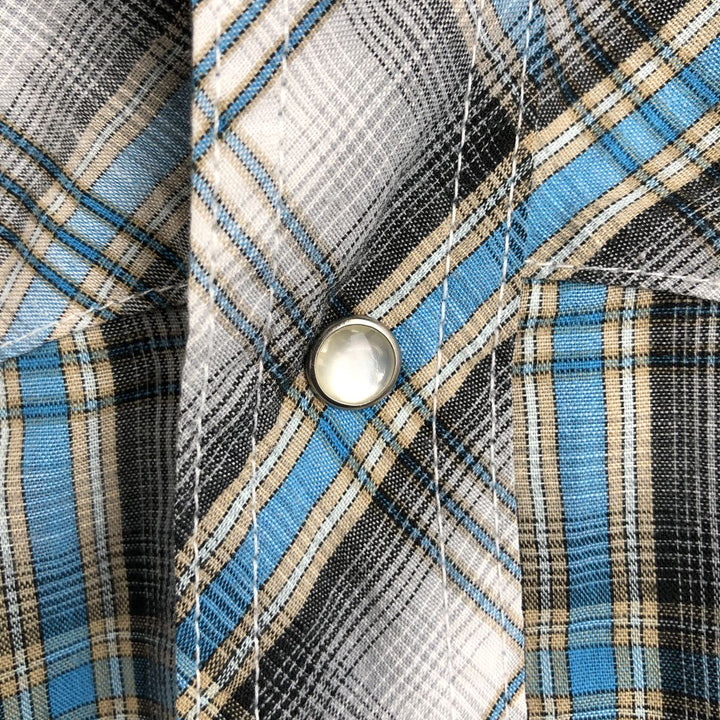Wrangler Check Pattern Short-Sleeve Western Shirt, Men's Size L (approx.) unclear white type Vintage Second Hand