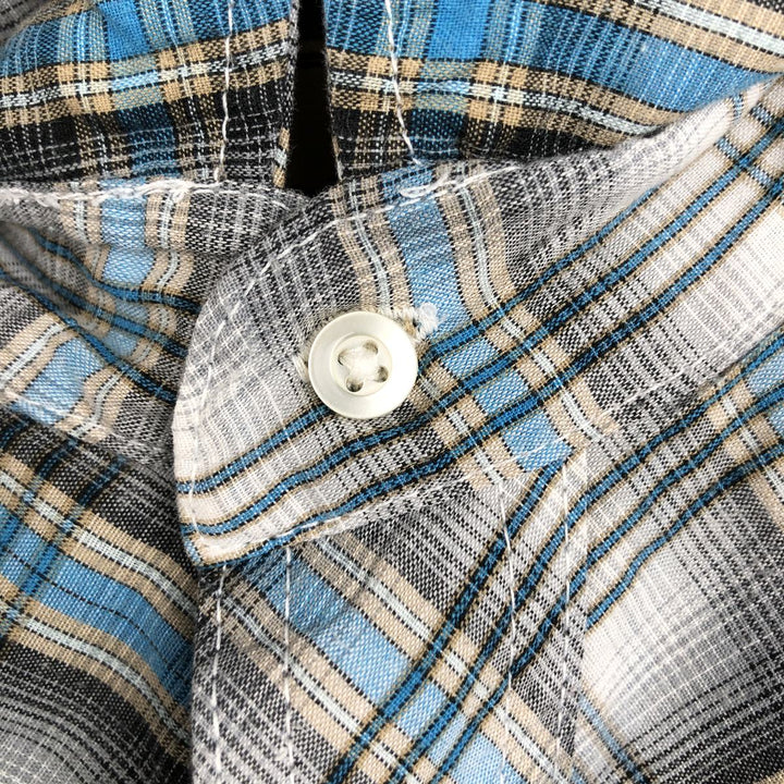 Wrangler Check Pattern Short-Sleeve Western Shirt, Men's Size L (approx.) unclear white type Vintage Second Hand