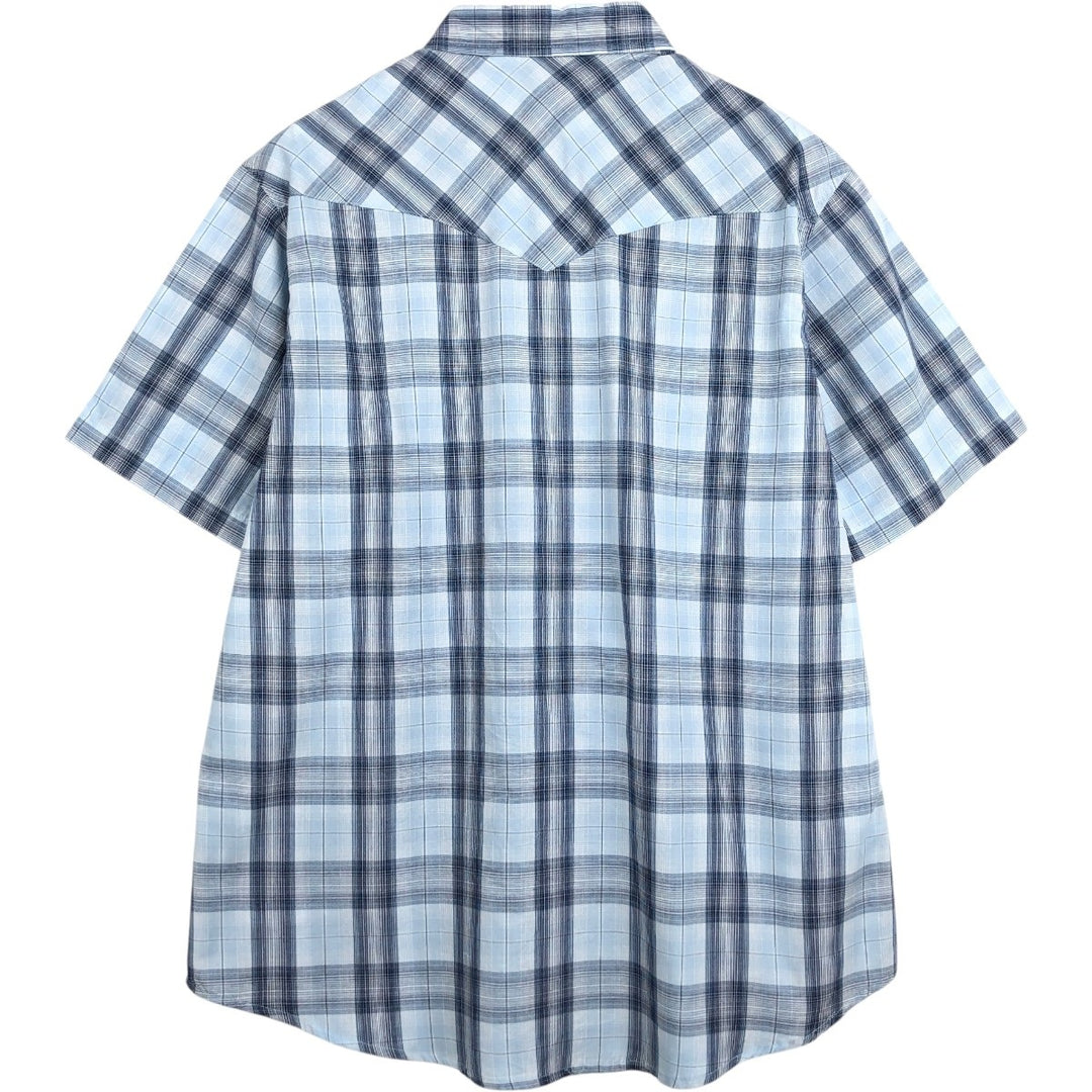 Wrangler Western Shirts, Short Sleeve, Men's Size XL (approx.) cotton Blue type light blue Vintage Second Hand