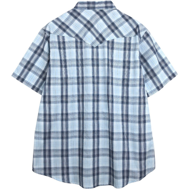 Wrangler Western Shirts, Short Sleeve, Men's Size XL (approx.) cotton Blue type light blue Vintage Second Hand