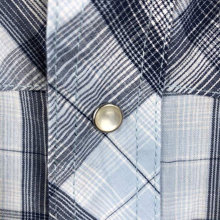 Wrangler Western Shirts, Short Sleeve, Men's Size XL (approx.) cotton Blue type light blue Vintage Second Hand
