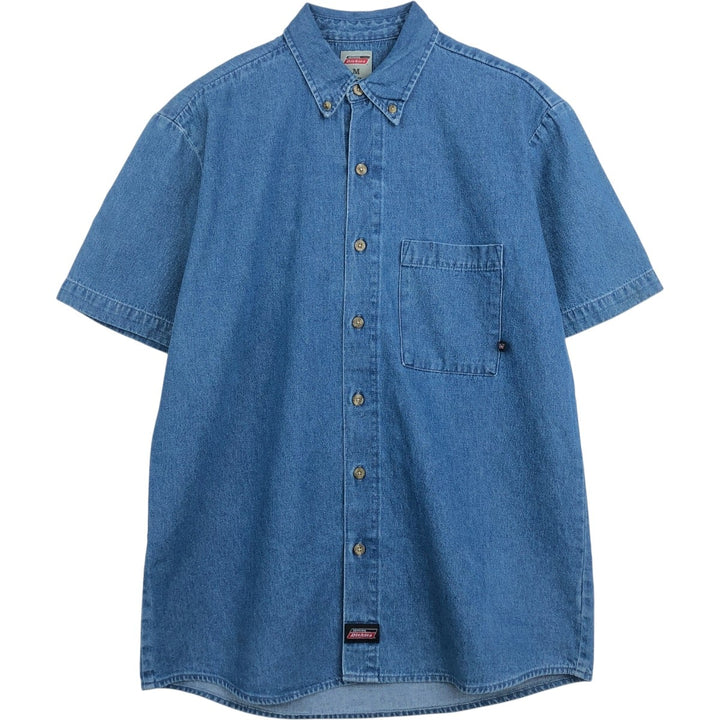 Dickies short-sleeved denim shirt, men's size M. cotton blue type Vintage Second Hand