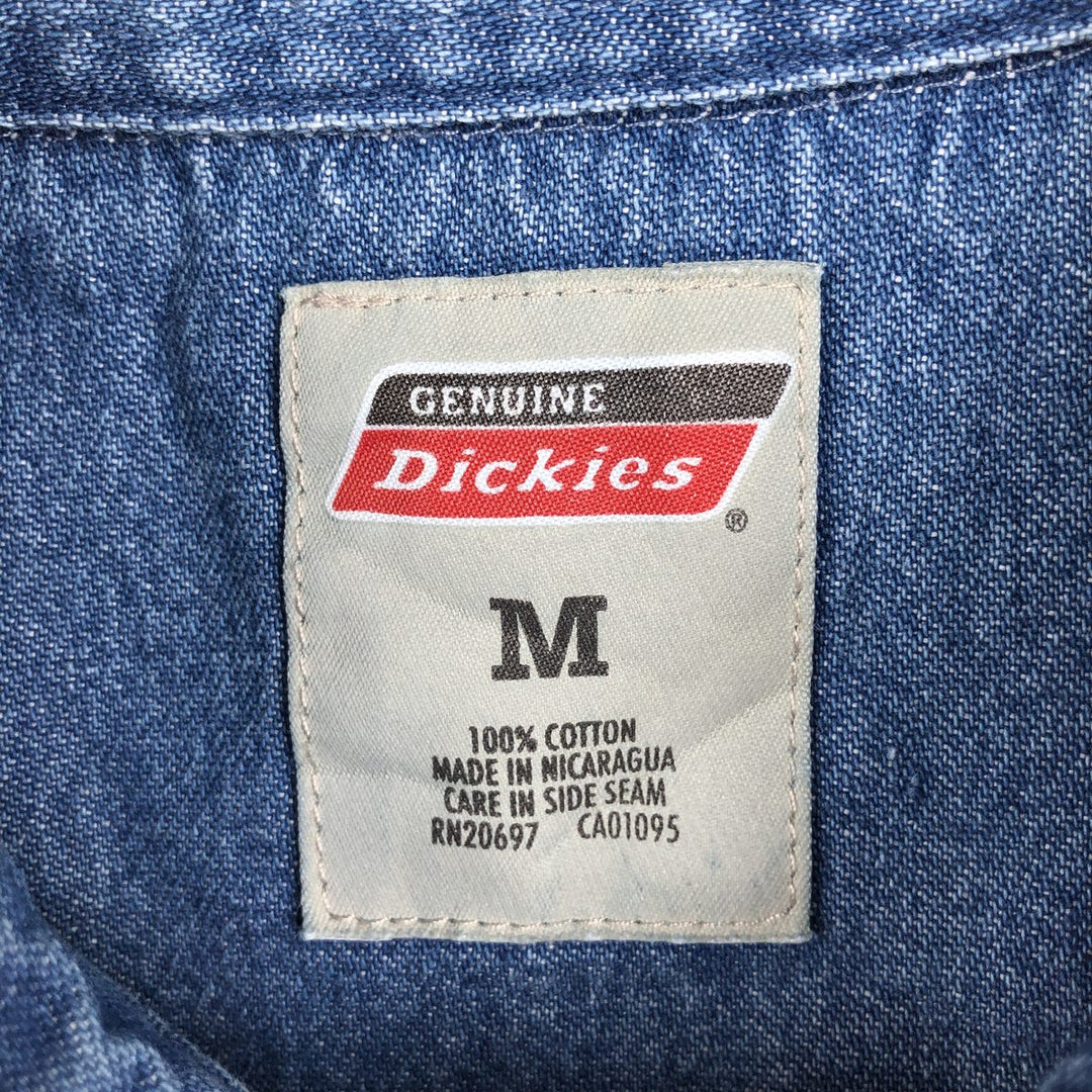 Dickies short-sleeved denim shirt, men's size M. cotton blue type Vintage Second Hand