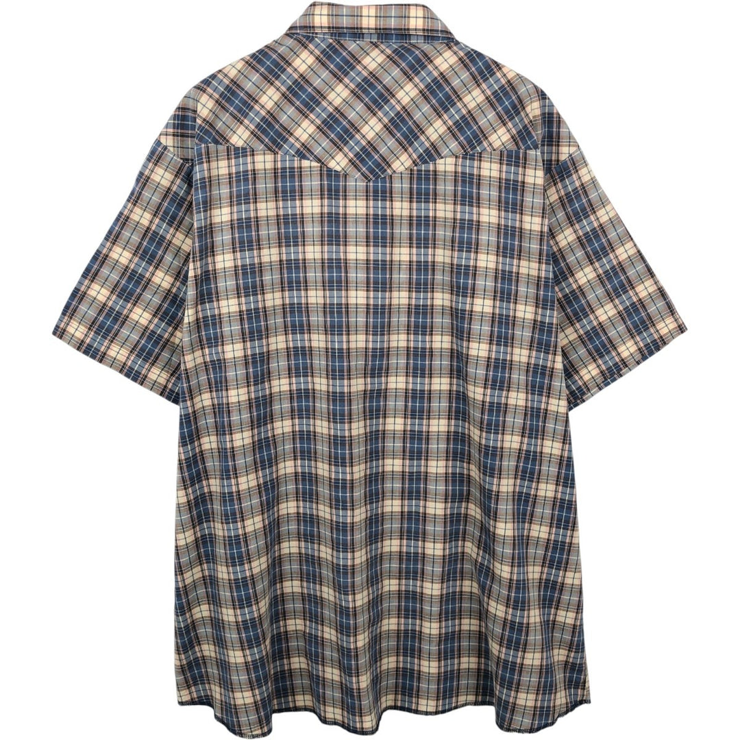 Big Size Wrangler Western Shirts, Check Pattern, Short Sleeve, Men's XXXL Equivalent unclear Beige type Vintage Second Hand