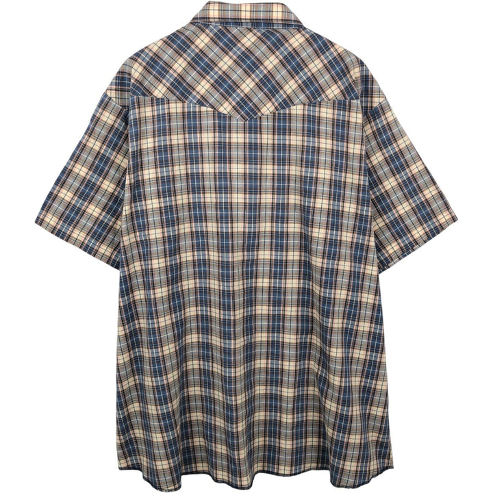 Big Size Wrangler Western Shirts, Check Pattern, Short Sleeve, Men's XXXL Equivalent unclear Beige type Vintage Second Hand