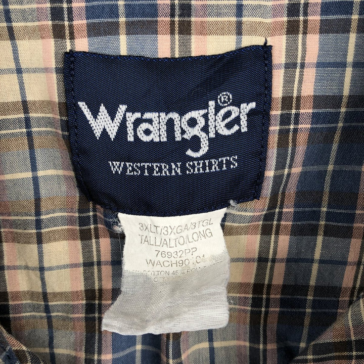 Big Size Wrangler Western Shirts, Check Pattern, Short Sleeve, Men's XXXL Equivalent unclear Beige type Vintage Second Hand