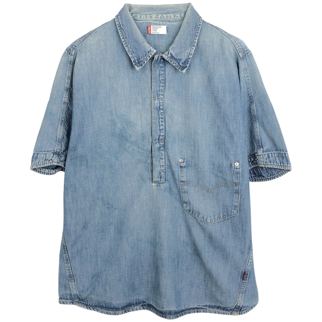 2000'S Levi's ENGINEERED Short-Sleeve Denim Shirt, Men's Size L (approx.) unclear blue type Vintage Second Hand
