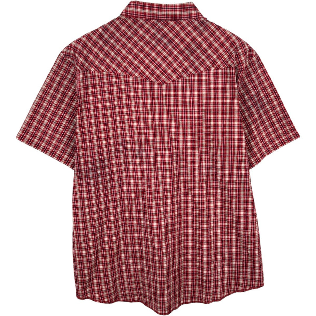 Wrangler Western Shirts, Check Pattern, Short Sleeve, Men's Size XL (approx.) unclear red type Vintage Second Hand