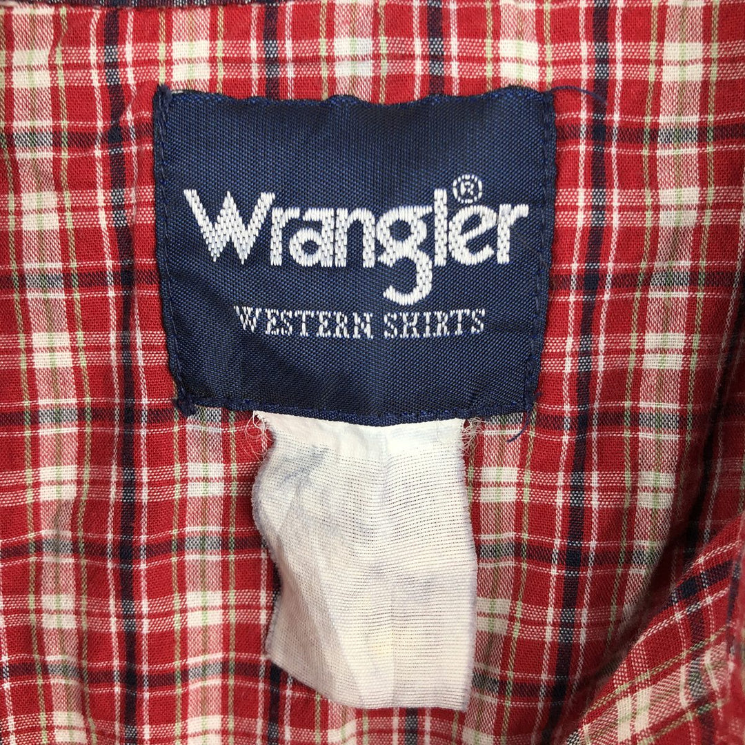 Wrangler Western Shirts, Check Pattern, Short Sleeve, Men's Size XL (approx.) unclear red type Vintage Second Hand