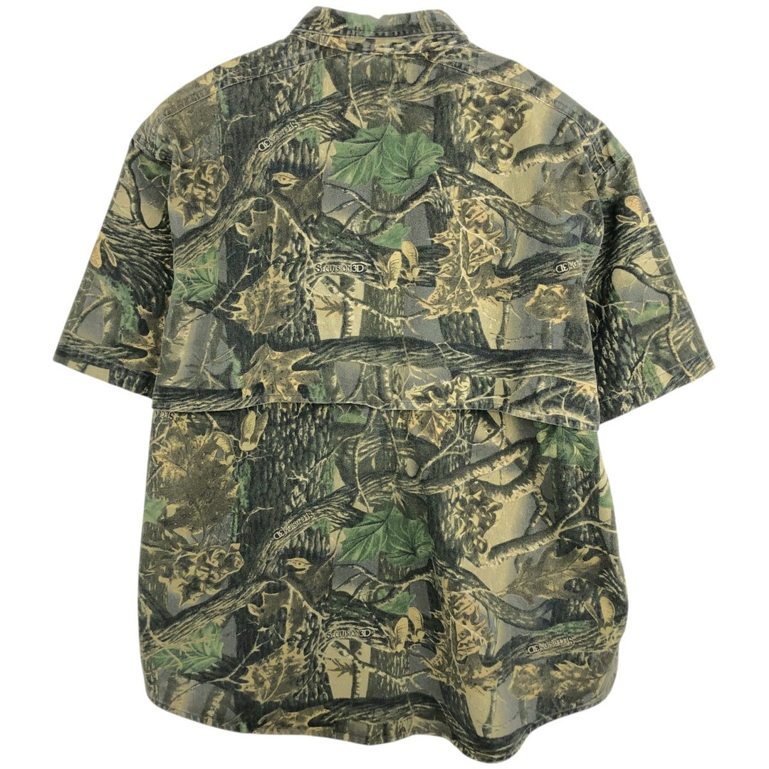 90s-00'S Cabelas Camouflage Pattern Realtree Camo Short-Sleeve Button-Down Shirt Men's XL (approx.) Vintage cotton Khaki type Vintage Second Hand