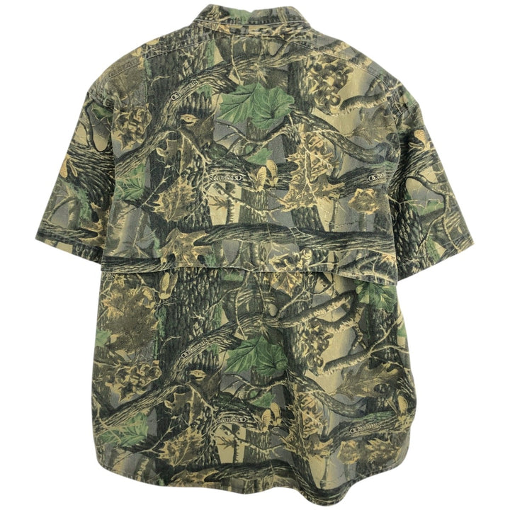 90s-00'S Cabelas Camouflage Pattern Realtree Camo Short-Sleeve Button-Down Shirt Men's XL (approx.) Vintage cotton Khaki type Vintage Second Hand