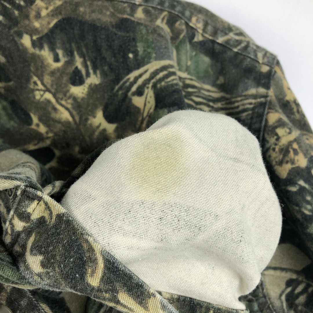 90s-00'S Cabelas Camouflage Pattern Realtree Camo Short-Sleeve Button-Down Shirt Men's XL (approx.) Vintage cotton Khaki type Vintage Second Hand