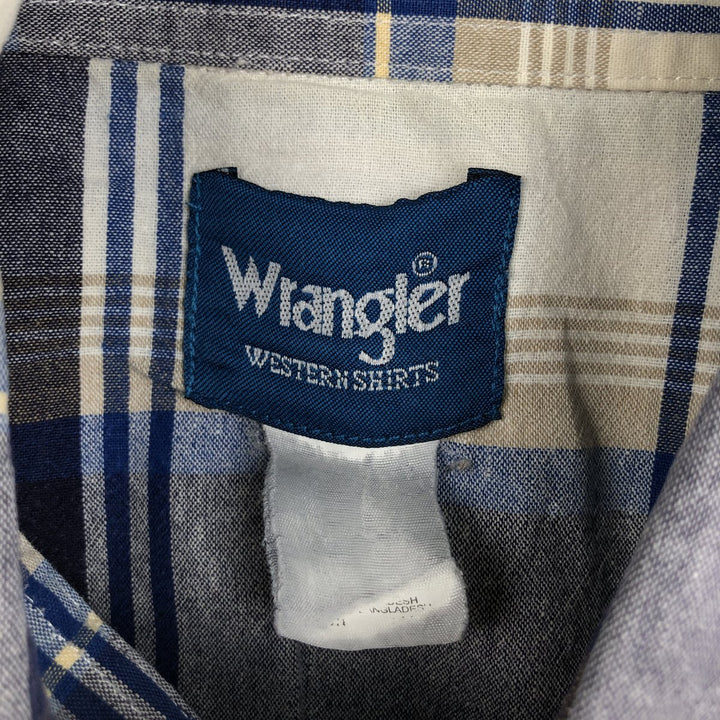 Wrangler Western Shirts, Check Pattern, Short Sleeve, Men's Size XL (approx.) unclear navy blue type Vintage Second Hand
