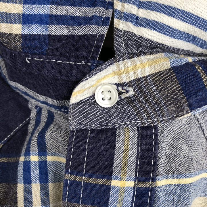 Wrangler Western Shirts, Check Pattern, Short Sleeve, Men's Size XL (approx.) unclear navy blue type Vintage Second Hand
