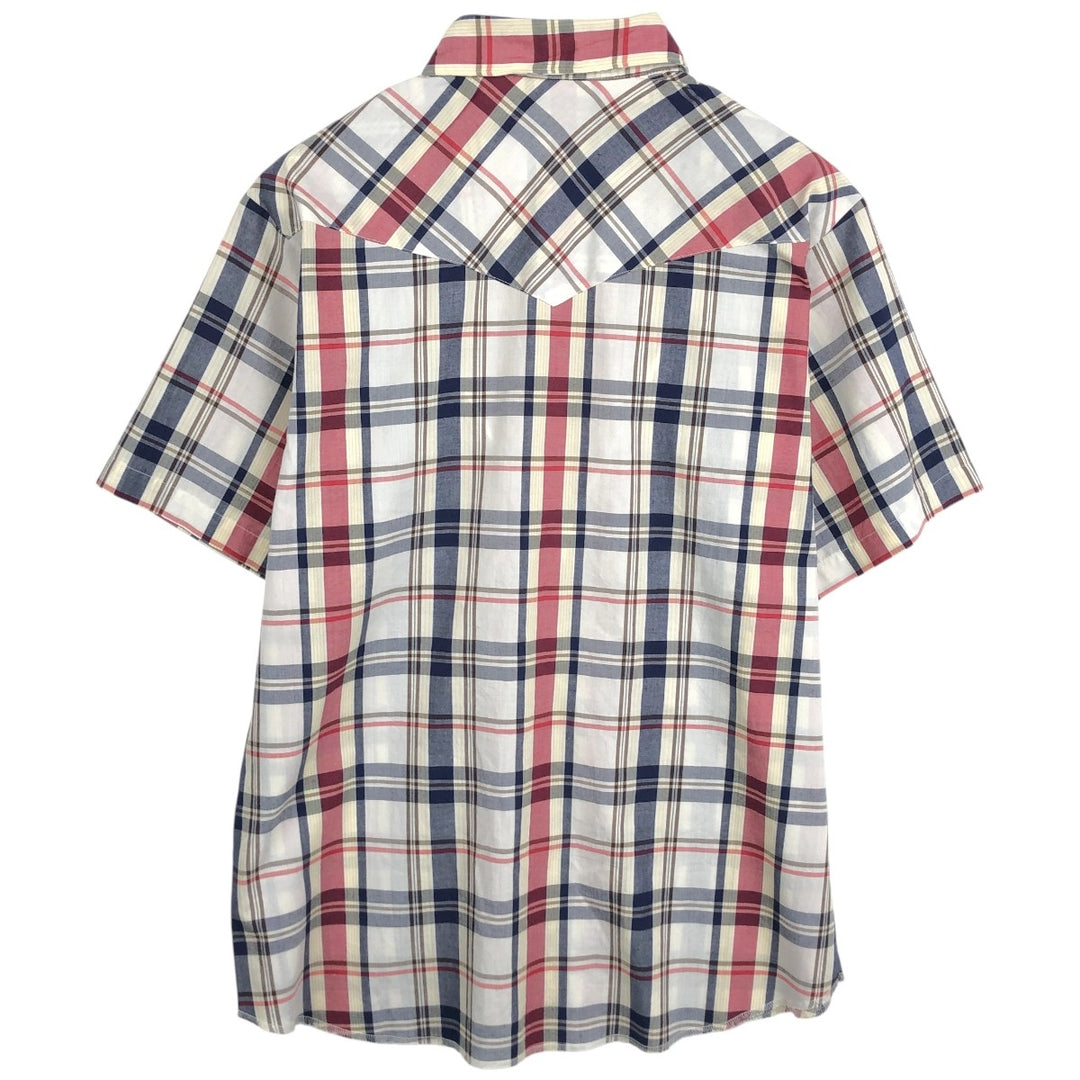80s-90'S Wrangler Western Shirt, Check Pattern, Short Sleeve, Men's Size L (Equivalent), Vintage unclear wine-red Vintage Second Hand