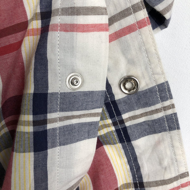 80s-90'S Wrangler Western Shirt, Check Pattern, Short Sleeve, Men's Size L (Equivalent), Vintage unclear wine-red Vintage Second Hand