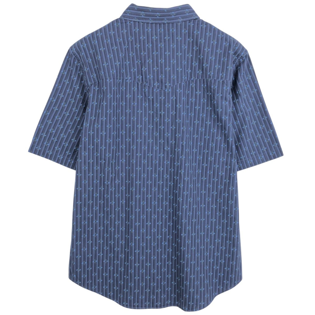 90s-00'S Calvin Klein Jeans Stripe Pattern Short-Sleeve Western Shirt, Men's Size L (approx.), Vintage cotton navy blue type Vintage Second Hand