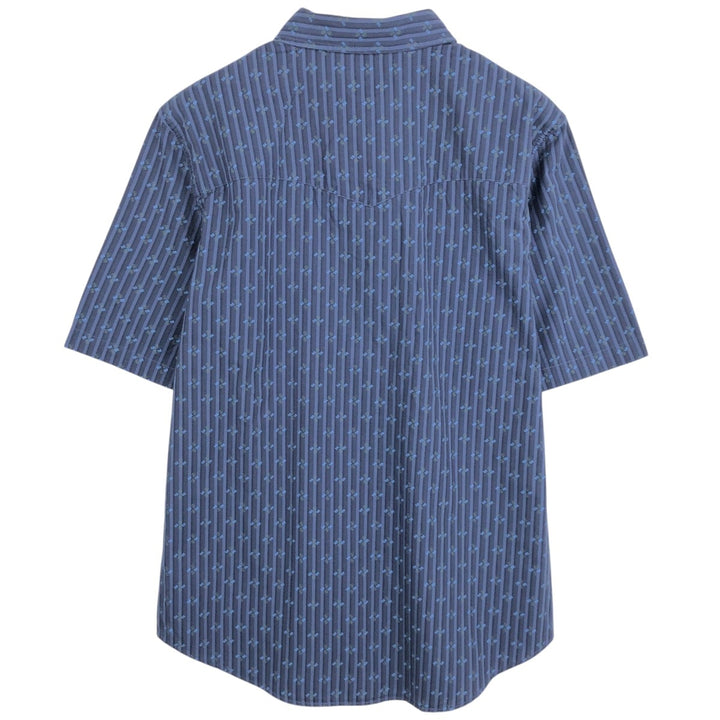 90s-00'S Calvin Klein Jeans Stripe Pattern Short-Sleeve Western Shirt, Men's Size L (approx.), Vintage cotton navy blue type Vintage Second Hand