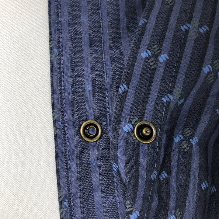 90s-00'S Calvin Klein Jeans Stripe Pattern Short-Sleeve Western Shirt, Men's Size L (approx.), Vintage cotton navy blue type Vintage Second Hand