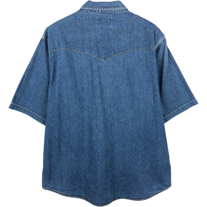 Lee Short-Sleeve Denim Western Shirt, Men's Size L (approx.) cotton blue type Vintage Second Hand