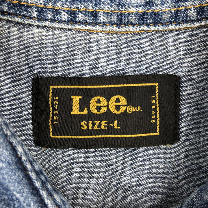 Lee Short-Sleeve Denim Western Shirt, Men's Size L (approx.) cotton blue type Vintage Second Hand