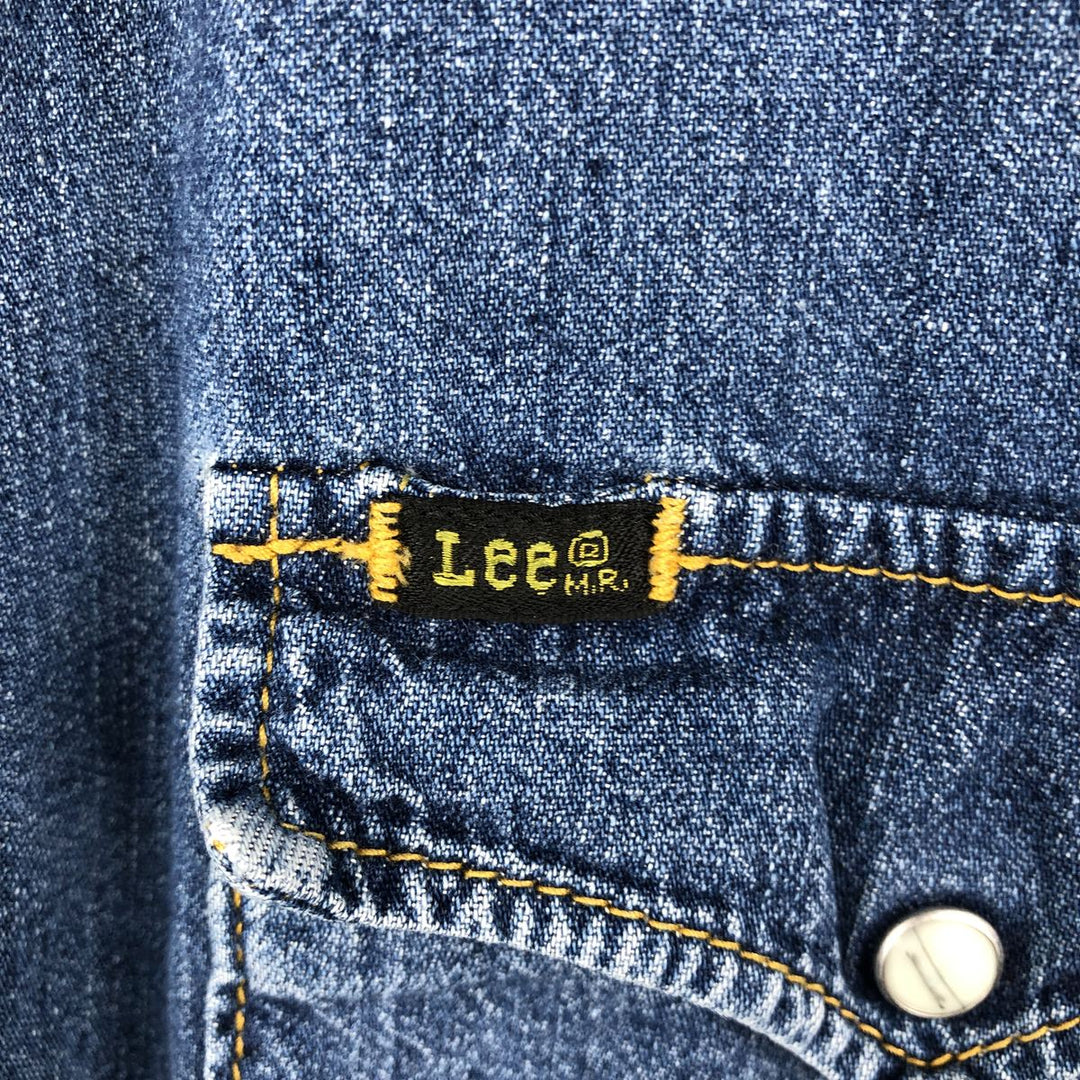 Lee Short-Sleeve Denim Western Shirt, Men's Size L (approx.) cotton blue type Vintage Second Hand