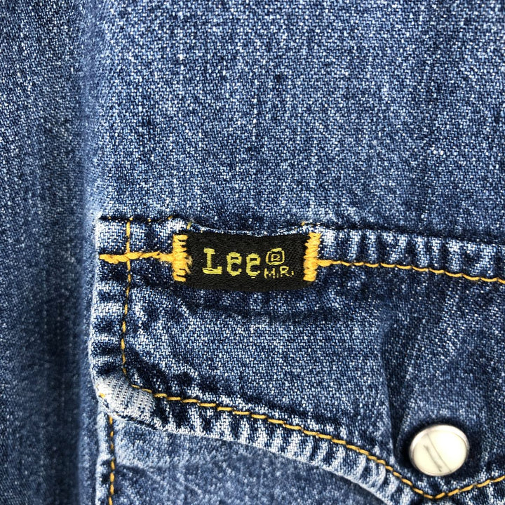 Lee Short-Sleeve Denim Western Shirt, Men's Size L (approx.) cotton blue type Vintage Second Hand