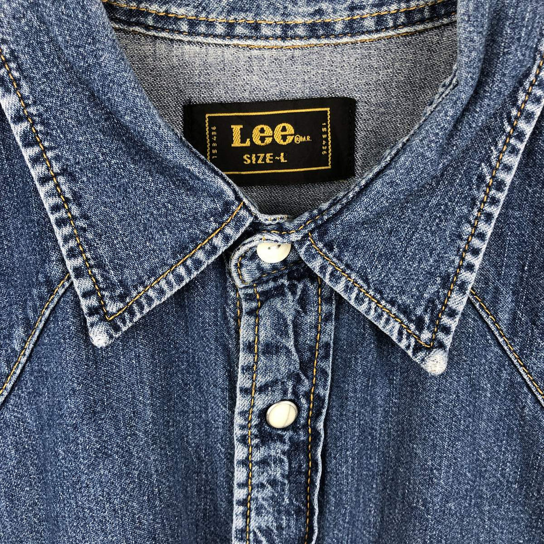 Lee Short-Sleeve Denim Western Shirt, Men's Size L (approx.) cotton blue type Vintage Second Hand