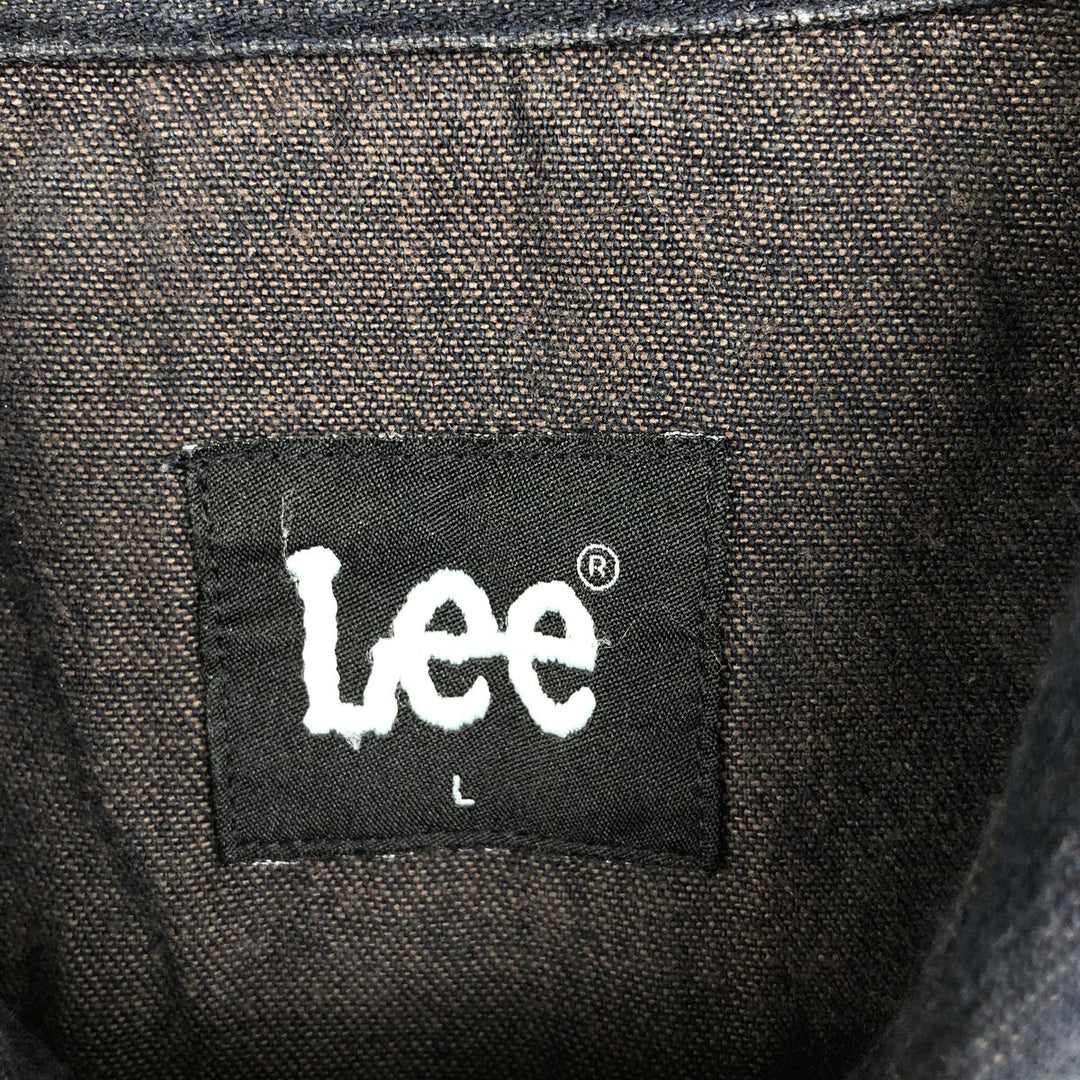 Lee Short-Sleeve Denim Western Shirt, Men's Size L (approx.) cotton black type Vintage Second Hand