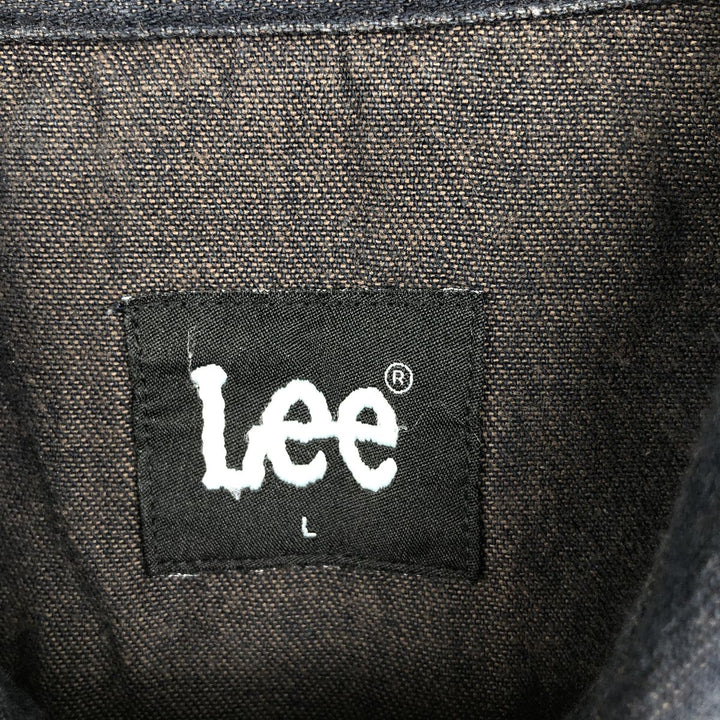 Lee Short-Sleeve Denim Western Shirt, Men's Size L (approx.) cotton black type Vintage Second Hand