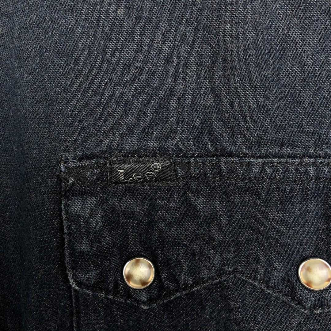 Lee Short-Sleeve Denim Western Shirt, Men's Size L (approx.) cotton black type Vintage Second Hand