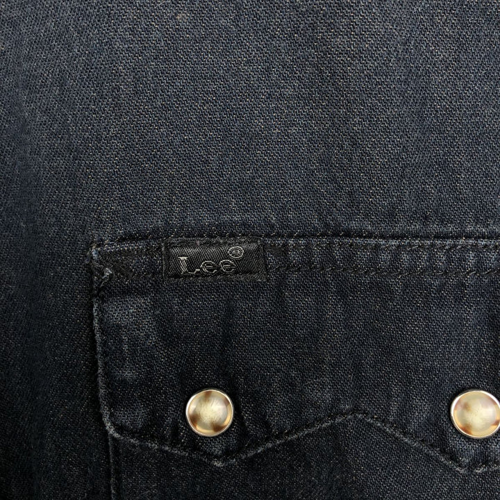 Lee Short-Sleeve Denim Western Shirt, Men's Size L (approx.) cotton black type Vintage Second Hand