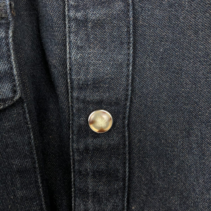 Lee Short-Sleeve Denim Western Shirt, Men's Size L (approx.) cotton black type Vintage Second Hand
