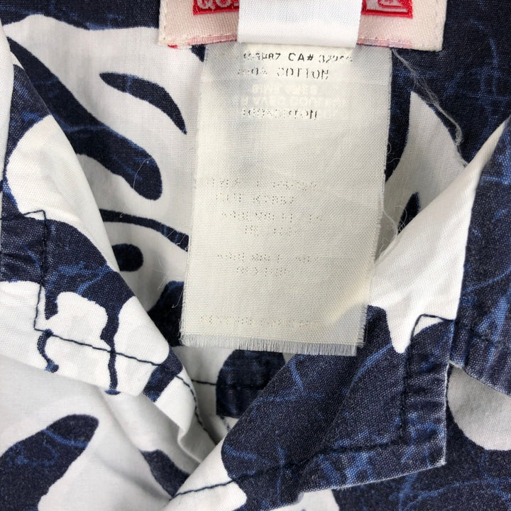 QUIKSILVER All-over Hibiscus Pattern Open Collar Hawaiian Aloha Shirt Box Shirt Men's XL Equivalent unclear navy blue type Vintage Second Hand