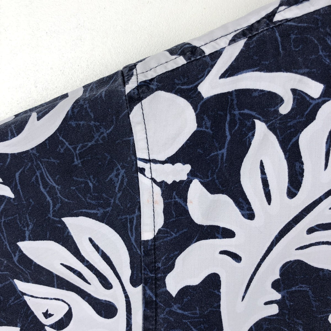 QUIKSILVER All-over Hibiscus Pattern Open Collar Hawaiian Aloha Shirt Box Shirt Men's XL Equivalent unclear navy blue type Vintage Second Hand
