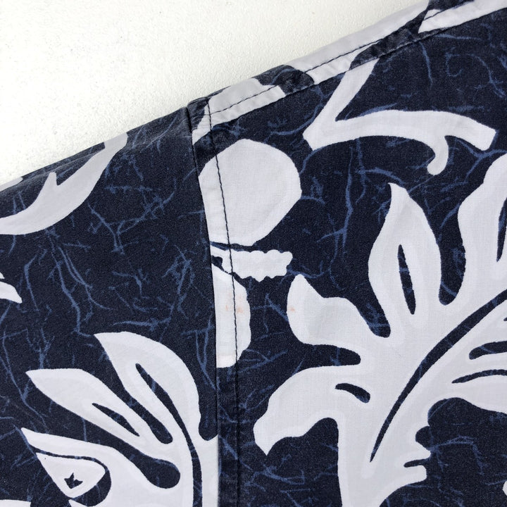 QUIKSILVER All-over Hibiscus Pattern Open Collar Hawaiian Aloha Shirt Box Shirt Men's XL Equivalent unclear navy blue type Vintage Second Hand
