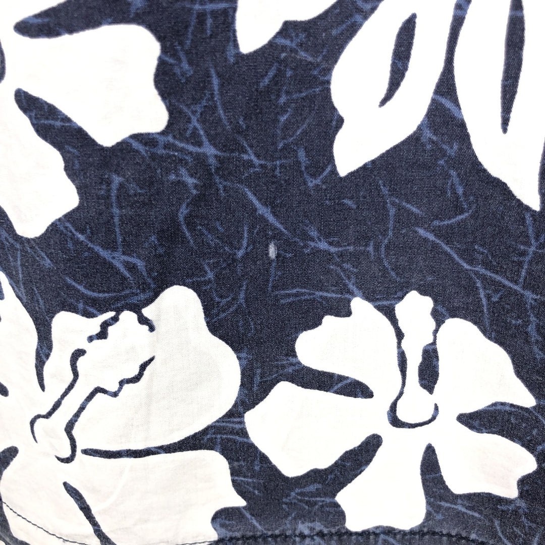 QUIKSILVER All-over Hibiscus Pattern Open Collar Hawaiian Aloha Shirt Box Shirt Men's XL Equivalent unclear navy blue type Vintage Second Hand