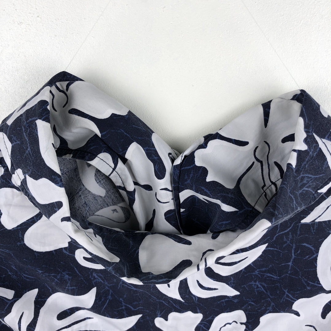 QUIKSILVER All-over Hibiscus Pattern Open Collar Hawaiian Aloha Shirt Box Shirt Men's XL Equivalent unclear navy blue type Vintage Second Hand