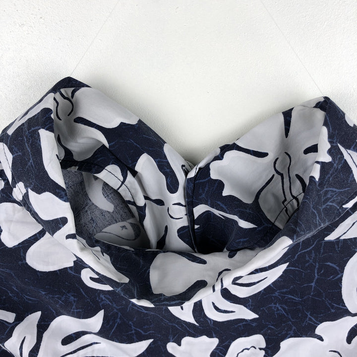 QUIKSILVER All-over Hibiscus Pattern Open Collar Hawaiian Aloha Shirt Box Shirt Men's XL Equivalent unclear navy blue type Vintage Second Hand
