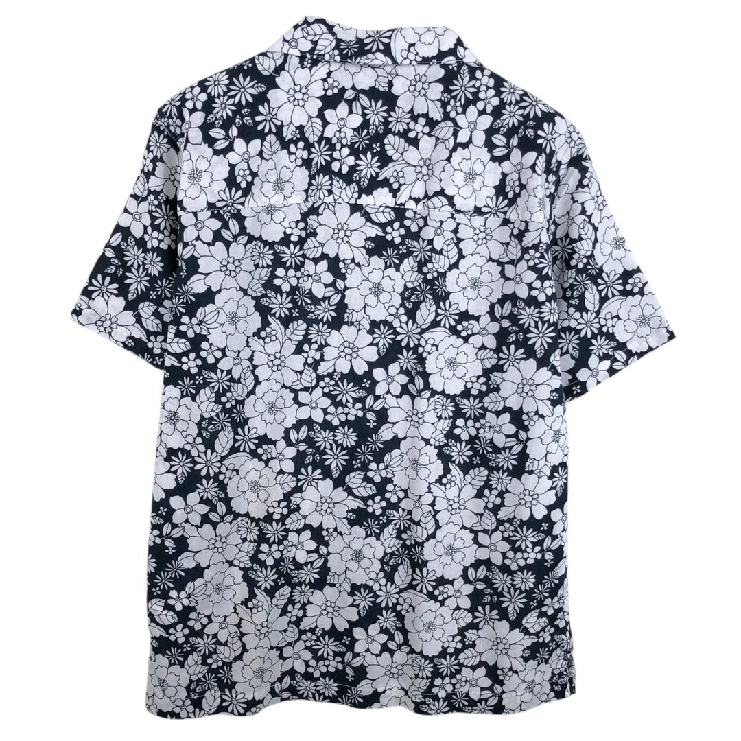 GAP all-over floral print open-collar Hawaiian Aloha shirt, boxy fit, men's size M. linen white type Vintage Second Hand
