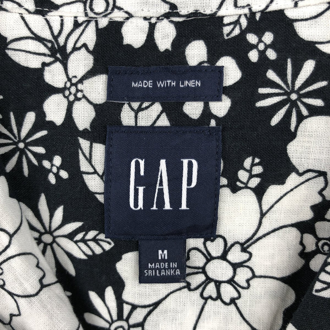 GAP all-over floral print open-collar Hawaiian Aloha shirt, boxy fit, men's size M. linen white type Vintage Second Hand
