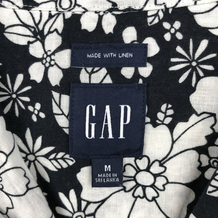 GAP all-over floral print open-collar Hawaiian Aloha shirt, boxy fit, men's size M. linen white type Vintage Second Hand