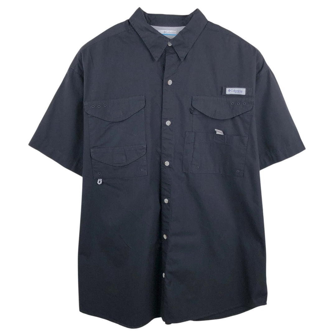 Columbia PFG Short Sleeve Fishing Shirt, Men's Size L cotton black type Vintage Second Hand