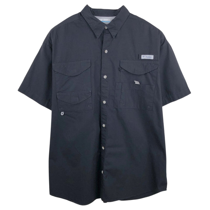 Columbia PFG Short Sleeve Fishing Shirt, Men's Size L cotton black type Vintage Second Hand