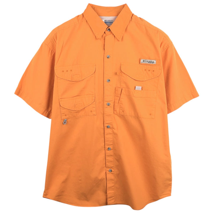 Columbia PFG Short-Sleeve Fishing Shirt, Men's Size S (approx.) cotton orange type Vintage Second Hand