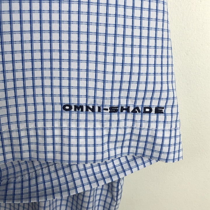 Columbia PFG Check Pattern OMNI-SHADE Button-Down Short-Sleeve Fishing Shirt (Men's Size L) polyester white type Vintage Second Hand