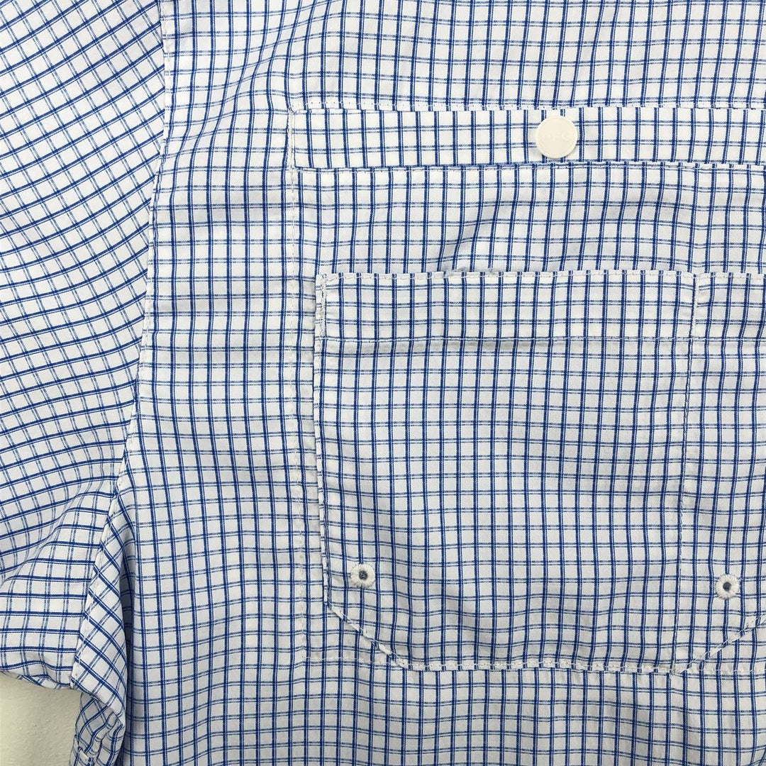 Columbia PFG Check Pattern OMNI-SHADE Button-Down Short-Sleeve Fishing Shirt (Men's Size L) polyester white type Vintage Second Hand