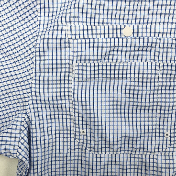 Columbia PFG Check Pattern OMNI-SHADE Button-Down Short-Sleeve Fishing Shirt (Men's Size L) polyester white type Vintage Second Hand