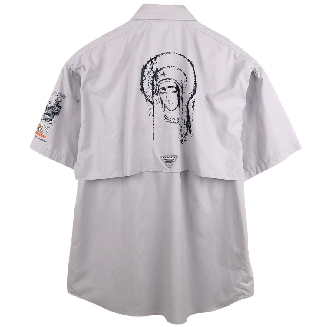 Columbia PFG OMNI-SHADE Bahama Shirt, Button-Down, Short-Sleeve Fishing Shirt, Men's Size M (approx.) Nylon gray type Vintage Second Hand
